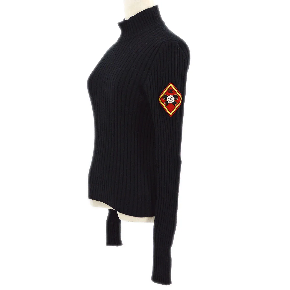 Chanel 1996 logo-patch ribbed cashmere jumper #40