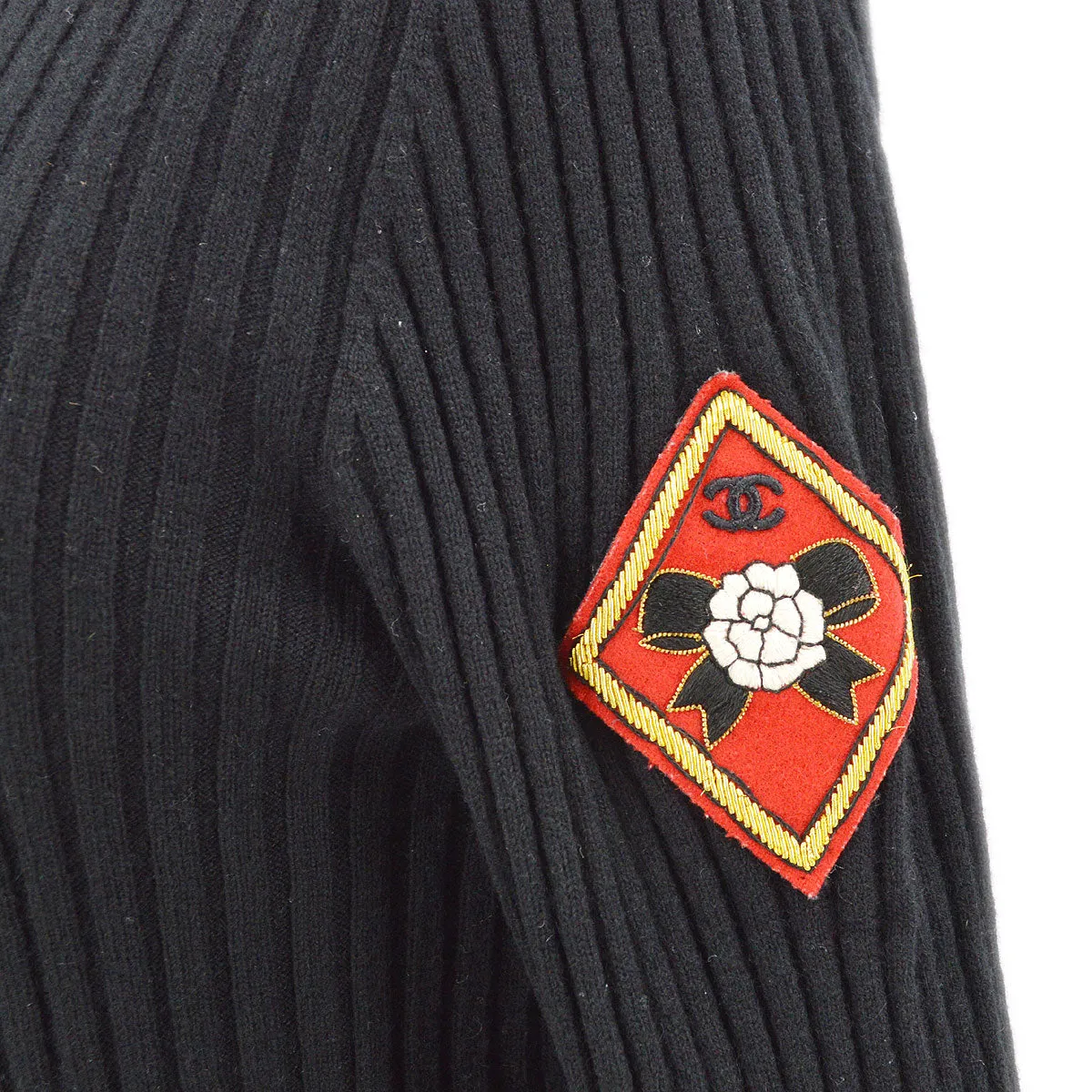 Chanel 1996 logo-patch ribbed cashmere jumper #40