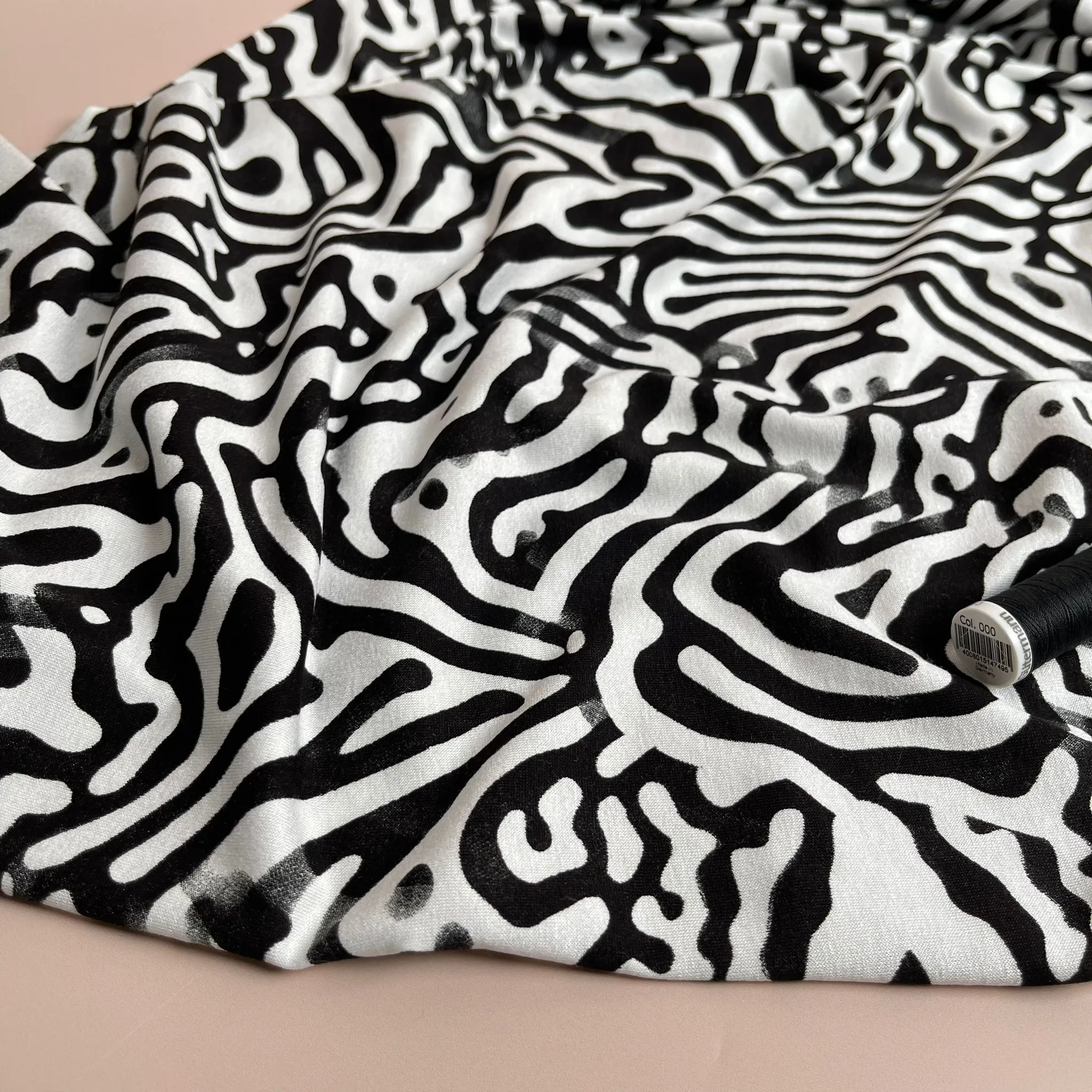 Ex-Designer Deadstock Abstract Topography Viscose Jersey Fabric