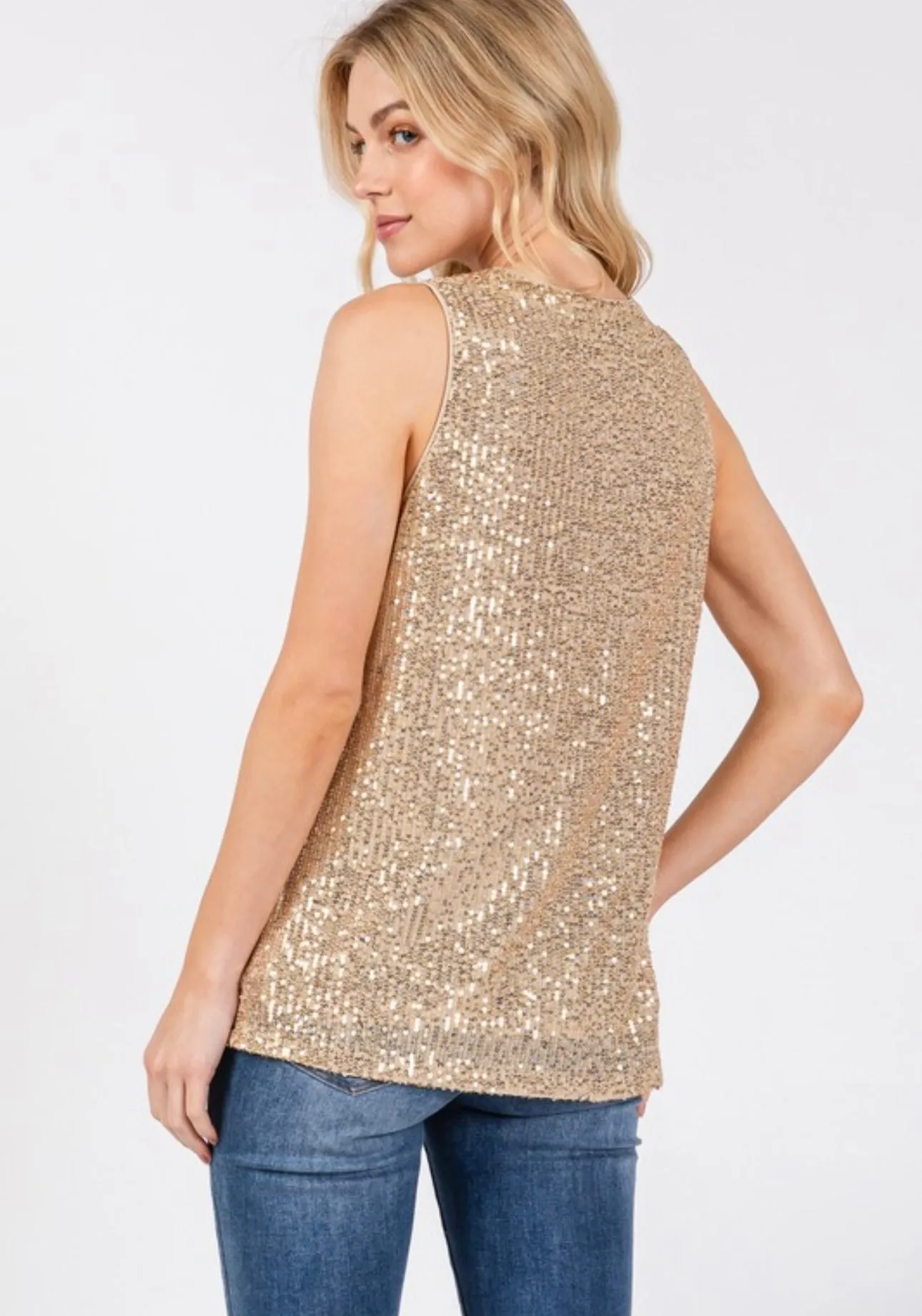 Glamour Gold Sequin tank top