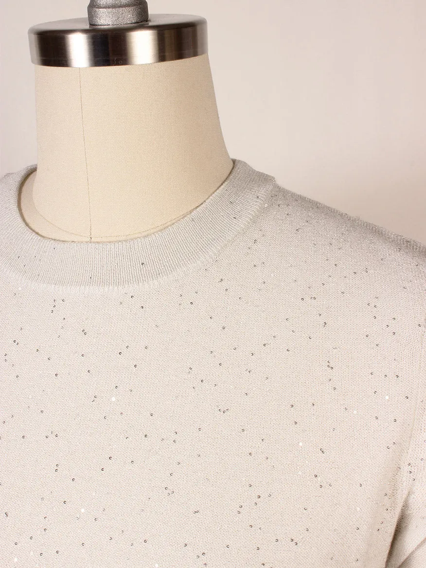 Kinross Sequin Short Sleeve Crew in Ivory