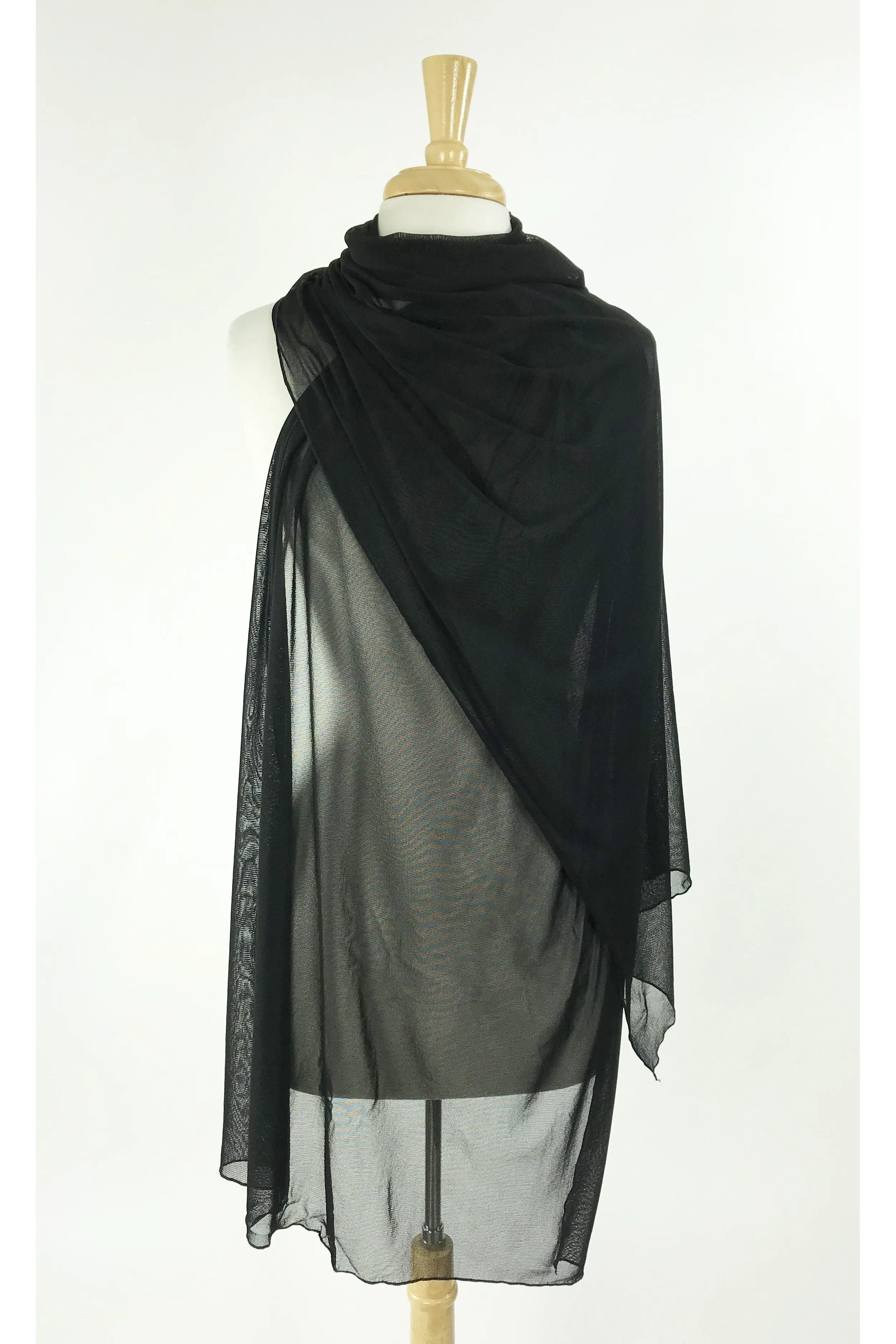 MAXIMA Long And Wide Sheer Shawl Stole Wrap Cover Black