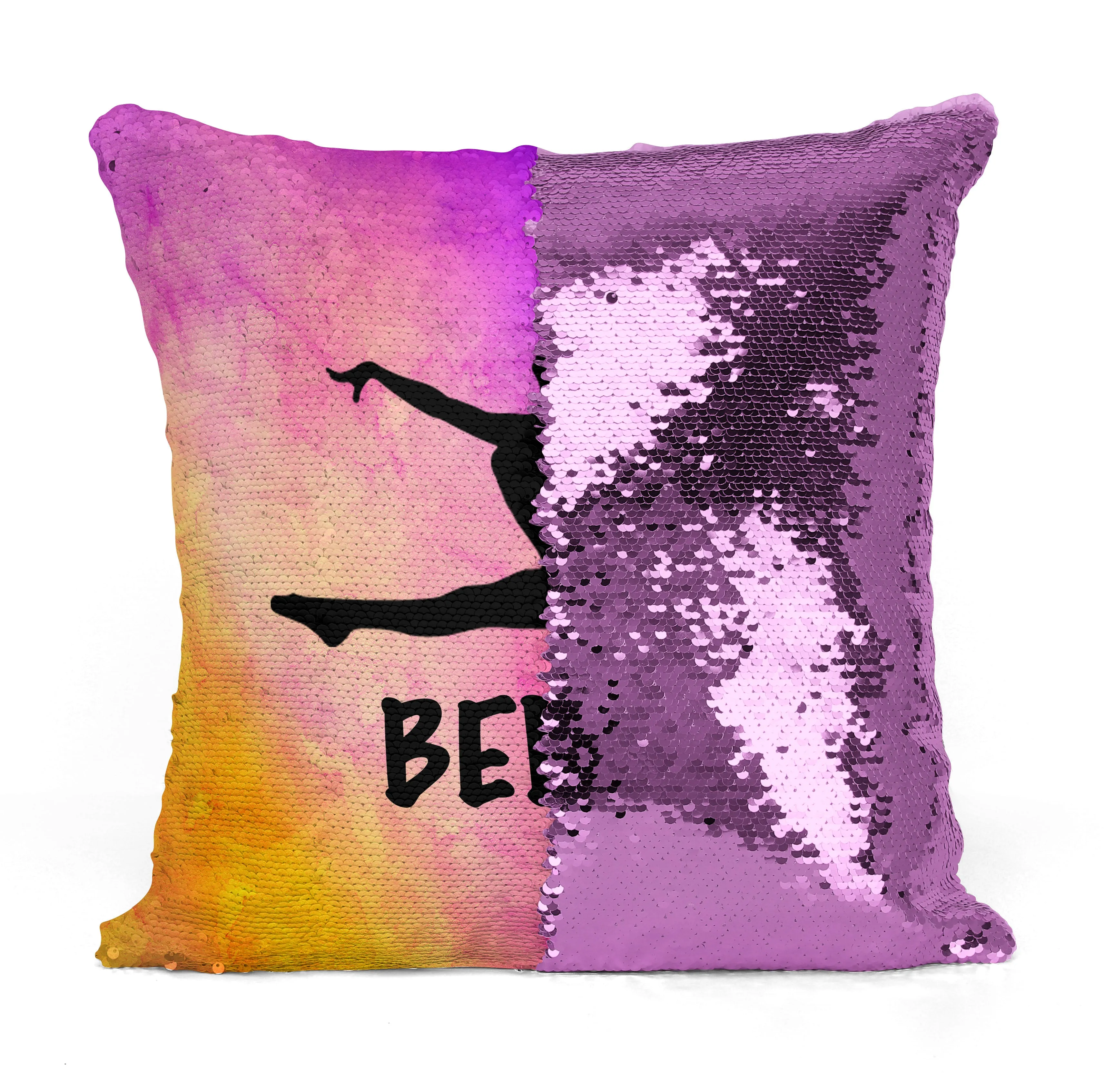 PERSONALIZED DANCER GYMNAST LEAPING Mermaid Sequin Flip Pillow