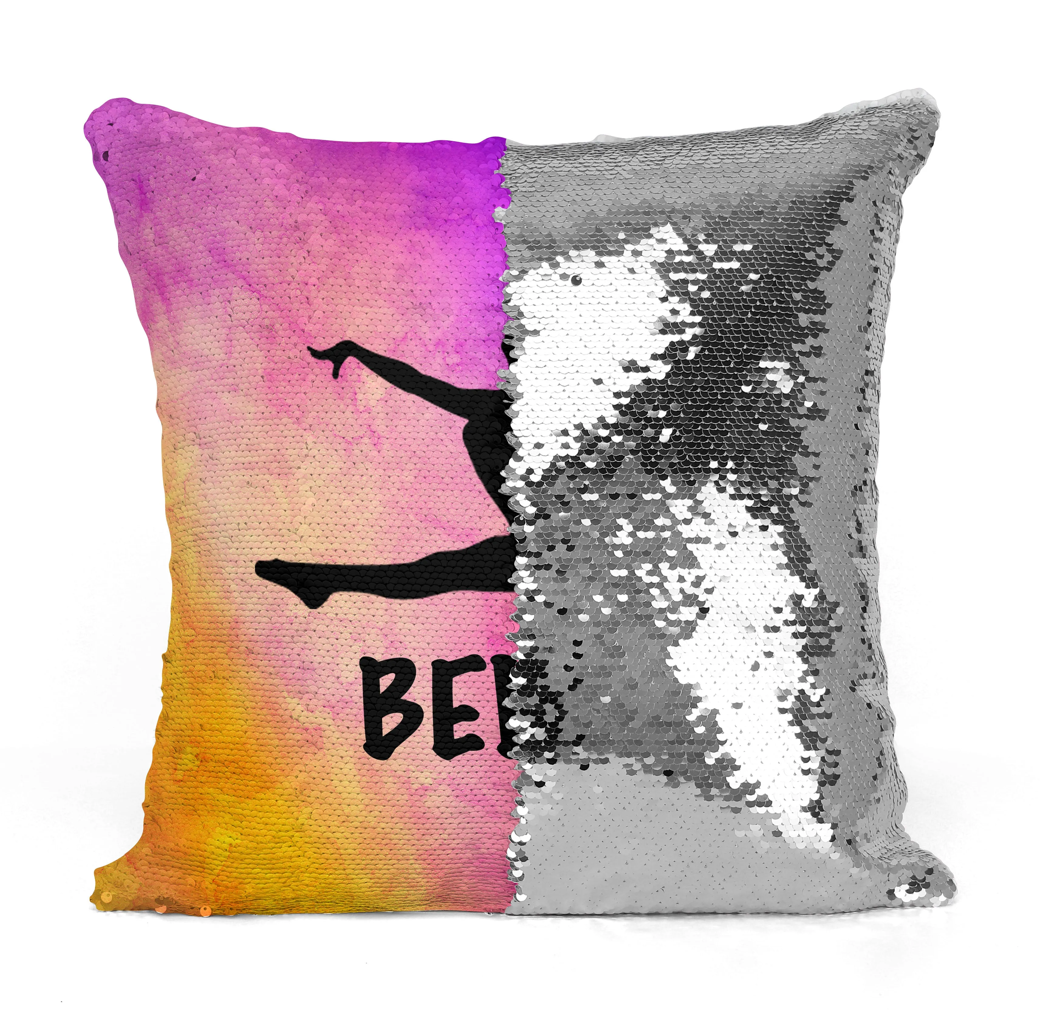 PERSONALIZED DANCER GYMNAST LEAPING Mermaid Sequin Flip Pillow