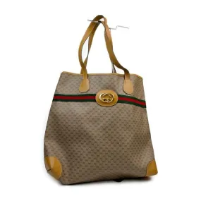 SOLD - Gucci Micro Guccissima Print Tote w Sherry Stripe Bold Gold GG