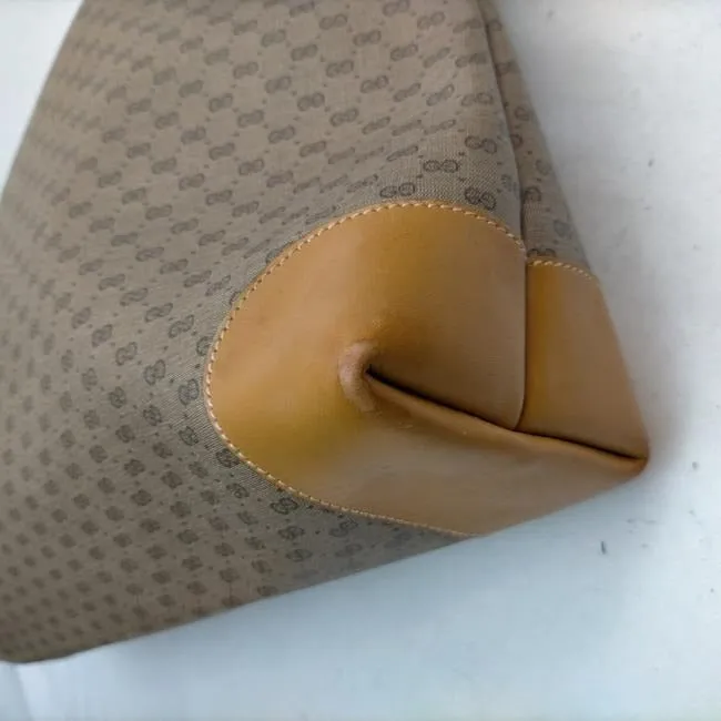 SOLD - Gucci Micro Guccissima Print Tote w Sherry Stripe Bold Gold GG