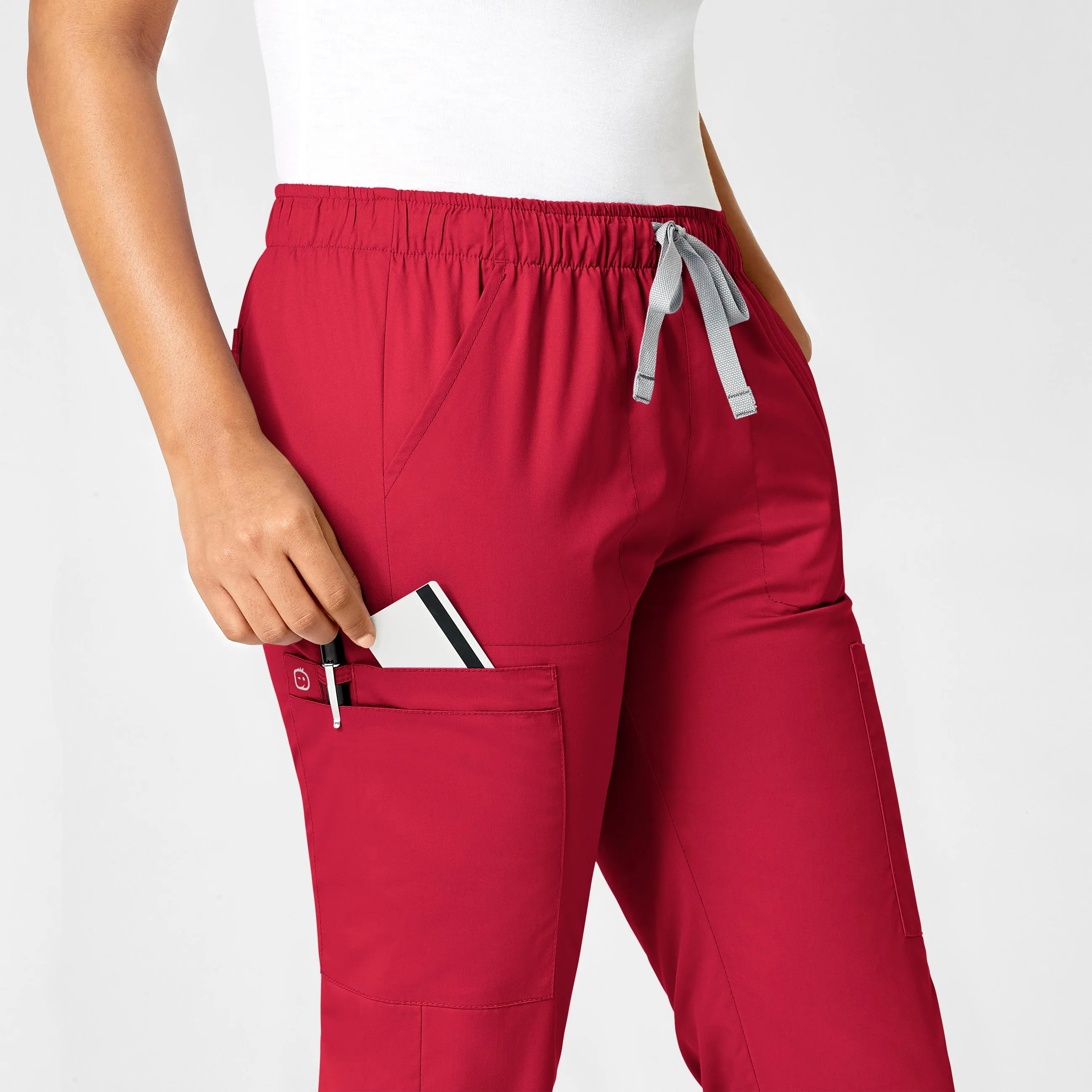 WonderWORK Women's Convertible Slim Leg Scrub Pant - Red